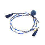 TAI JEWELRY | Neutral Double Strand Pom Pom Beaded Bracelet | Bracelet |