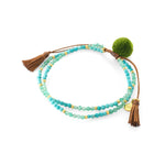 TAI JEWELRY | Neutral Double Strand Pom Pom Beaded Bracelet | Bracelet |