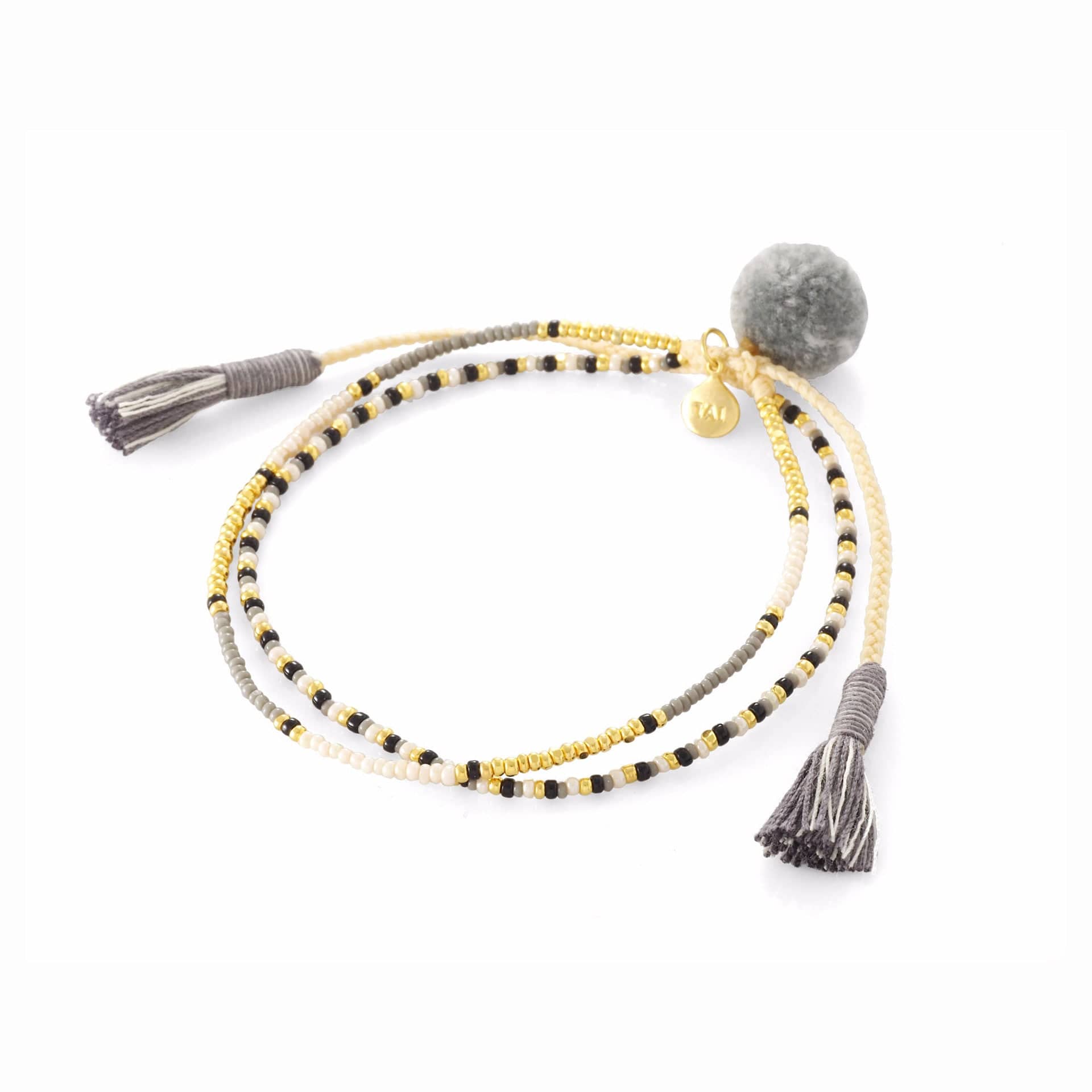 TAI JEWELRY | Handmade Pom Pom Double Strand Bracelet | Bracelet |
