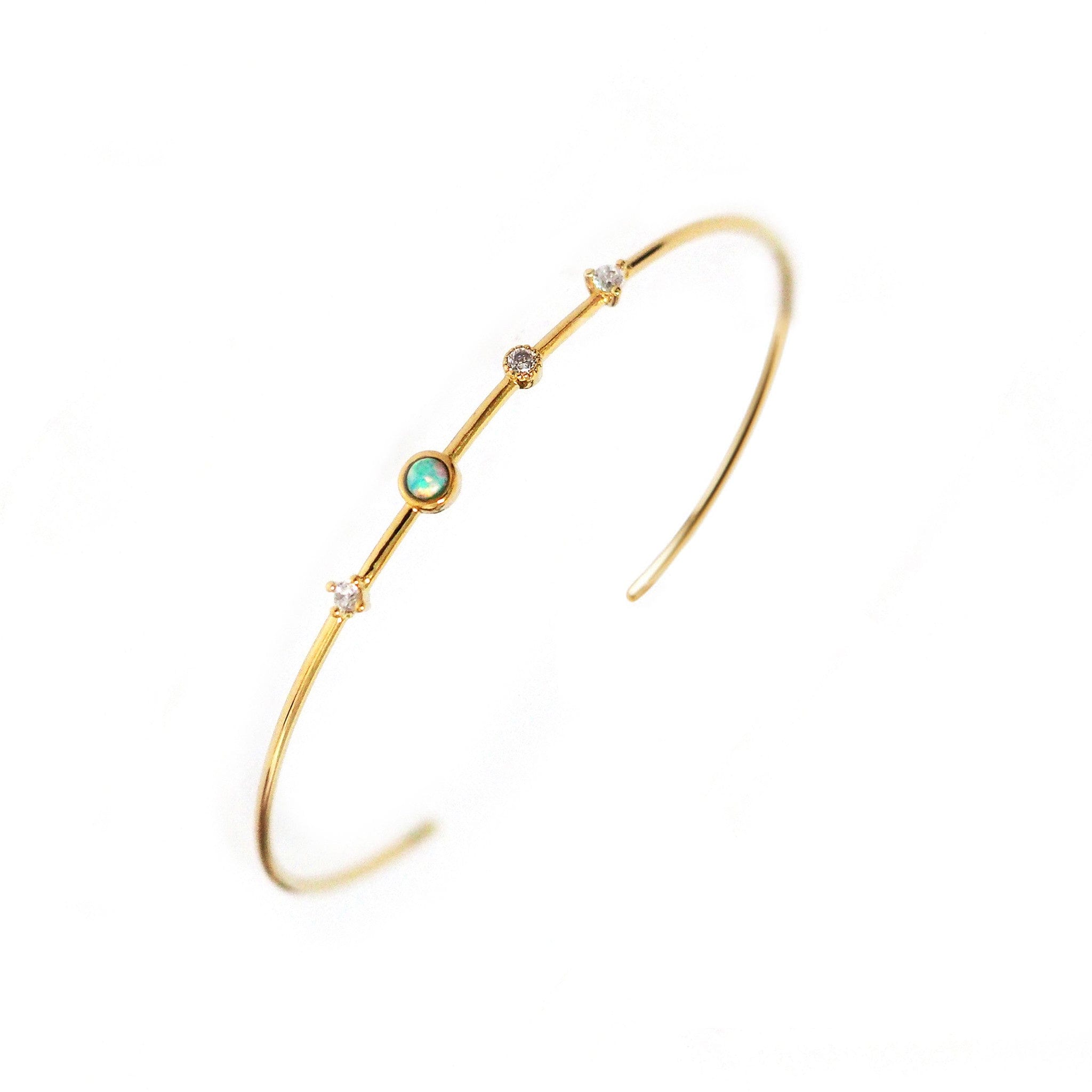 TAI JEWELRY Bracelet Opal And Cz Open Cuff