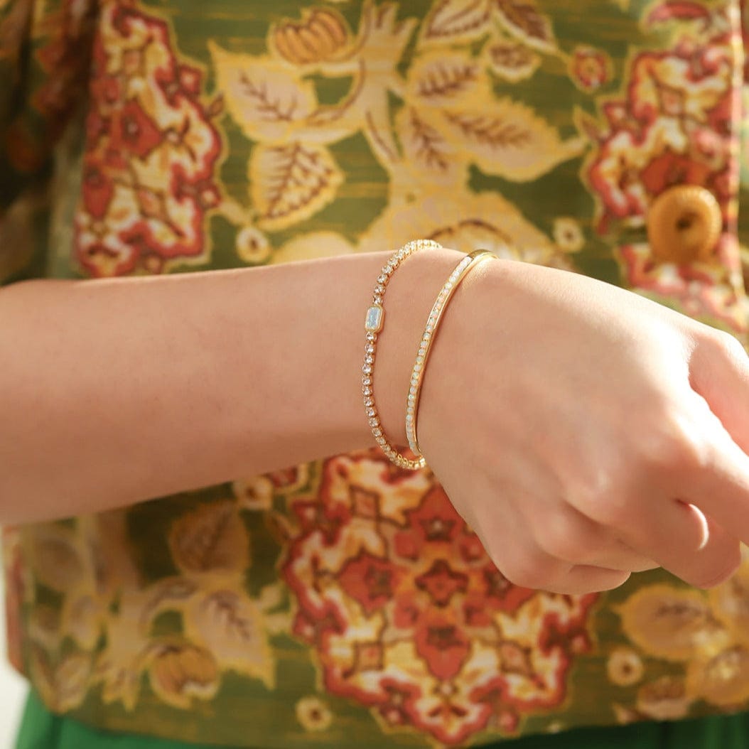 TAI JEWELRY | White Opal Pavé Cuff Bracelet | Bracelet |