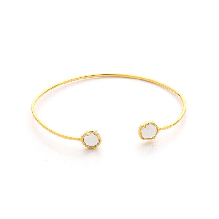 TAI JEWELRY Bracelet Gold/Clear Open Cuff With Colored Stone Accents