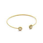 TAI JEWELRY Bracelet Gold/Olive Open Cuff With Colored Stone Accents