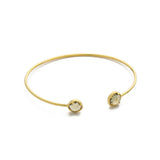 TAI JEWELRY Bracelet Gold/Olive Open Cuff With Colored Stone Accents