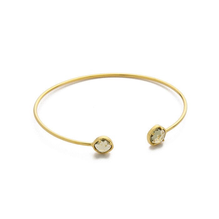 TAI JEWELRY Bracelet Gold/Olive Open Cuff With Colored Stone Accents