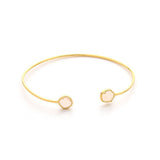 TAI JEWELRY Bracelet Gold/Peach Open Cuff With Colored Stone Accents
