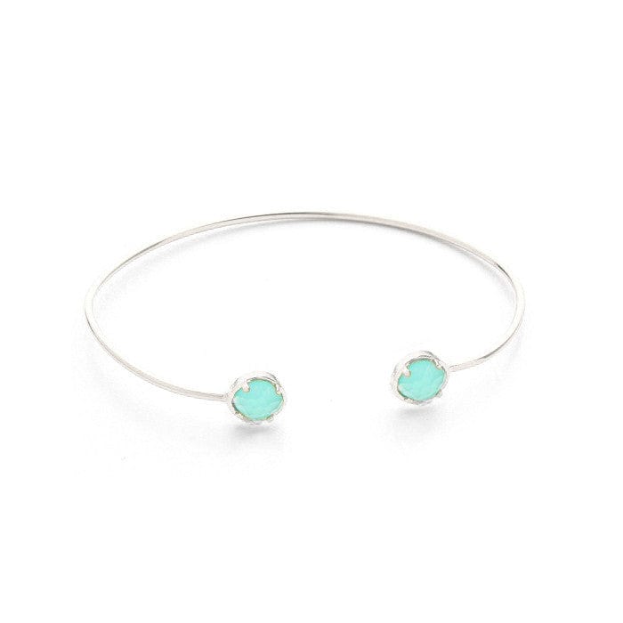 TAI JEWELRY Bracelet Silver/Mint Open Cuff With Colored Stone Accents
