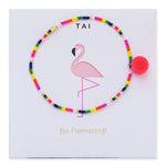 TAI JEWELRY Bracelet Flamingo Pom Bead Elastic Bracelet