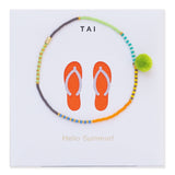 TAI JEWELRY Bracelet Orange Flip-Flops Pom Bead Elastic Bracelet