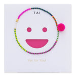 TAI JEWELRY Bracelet Pink Smiley Pom Bead Elastic Bracelet