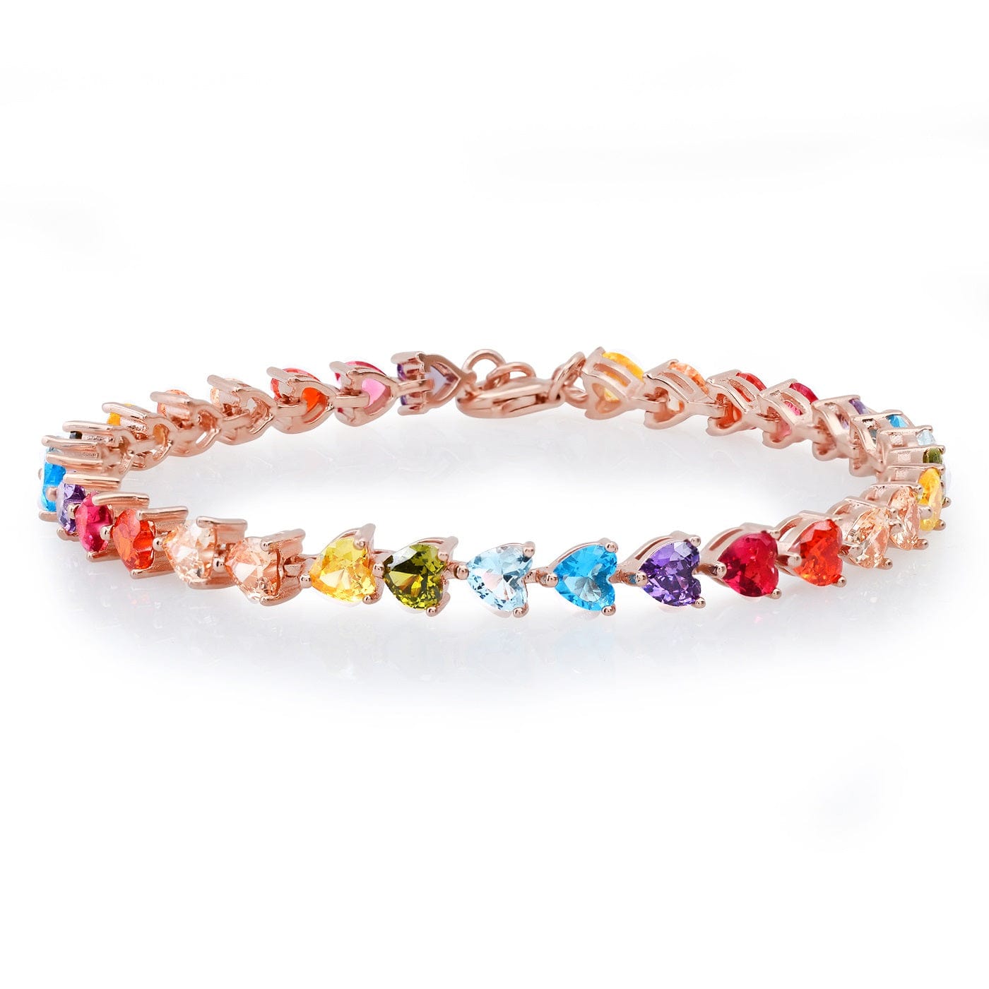 TAI JEWELRY Bracelet Rainbow Heart Tennis Bracelet