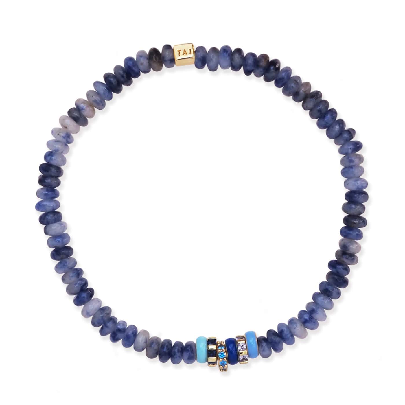 TAI JEWELRY Bracelet Semi-Precious Stretch Bracelet with Colored and CZ Rondelles