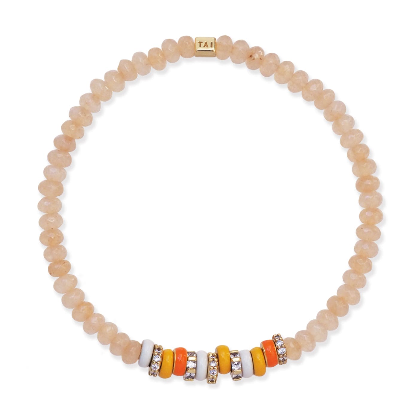 TAI JEWELRY Bracelet Semi-Precious Stretch Bracelet with Colored and CZ Rondelles