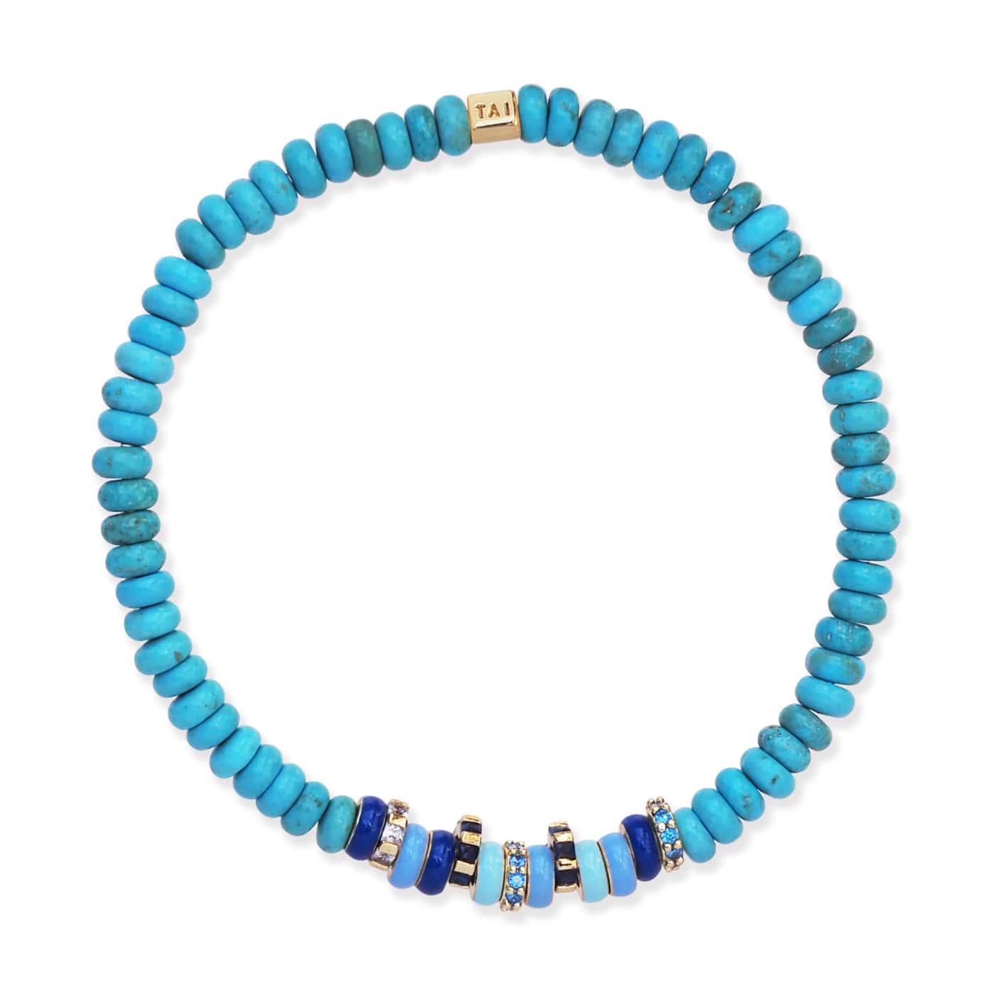 TAI JEWELRY Bracelet Semi-Precious Stretch Bracelet with Colored and CZ Rondelles