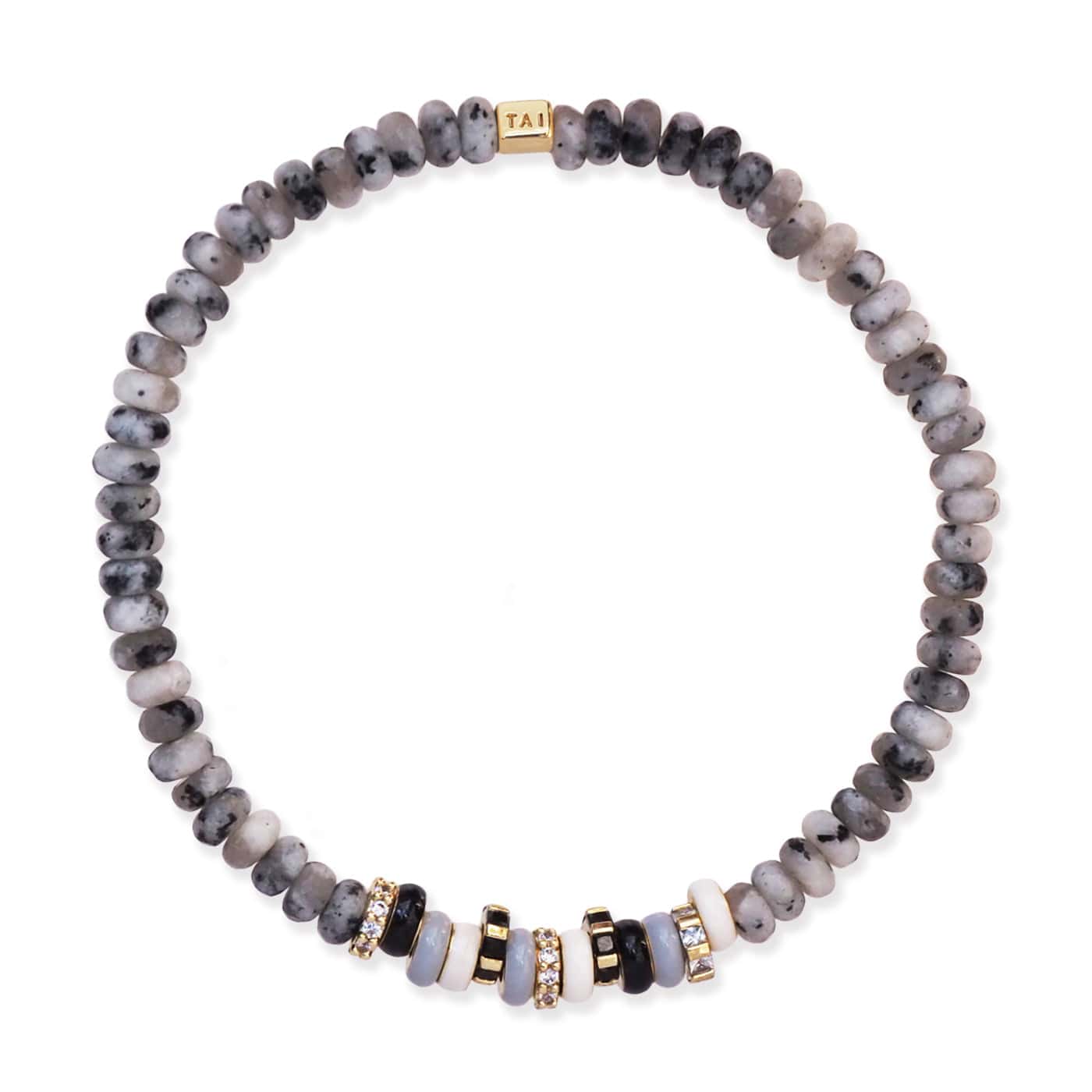 TAI JEWELRY Bracelet Semi-Precious Stretch Bracelet with Colored and CZ Rondelles