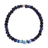 TAI JEWELRY Bracelet Lapis Semi-Precious Stretch Bracelet with Colored and CZ Rondelles