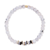 TAI JEWELRY Bracelet Moonstone Semi-Precious Stretch Bracelet with Colored and CZ Rondelles