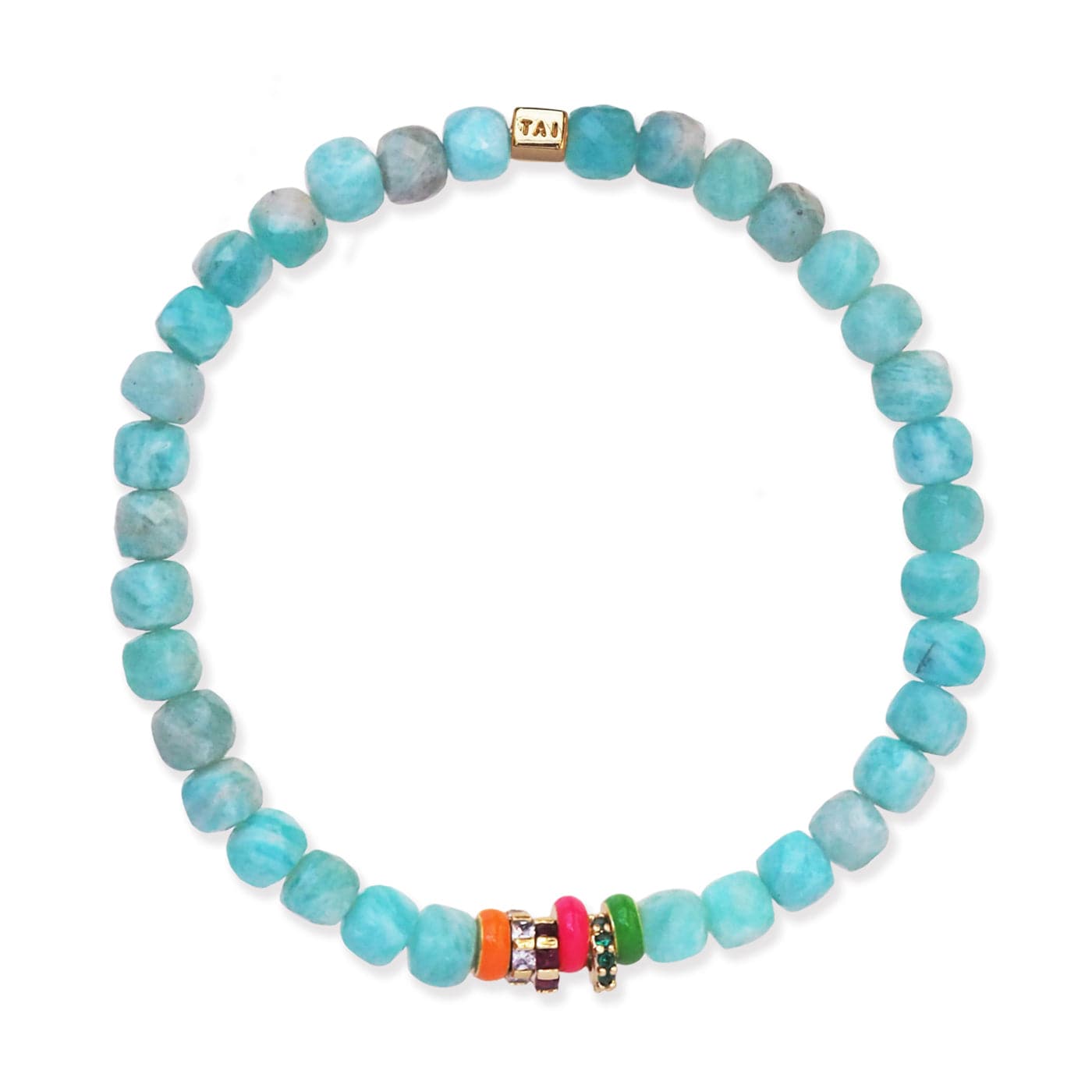 TAI JEWELRY Bracelet Semi-Precious Stretch Bracelet with Colored Rondelles