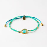 TAI JEWELRY Bracelet Mint Single Beaded Adjustable Bracelet With Large Stone Accent