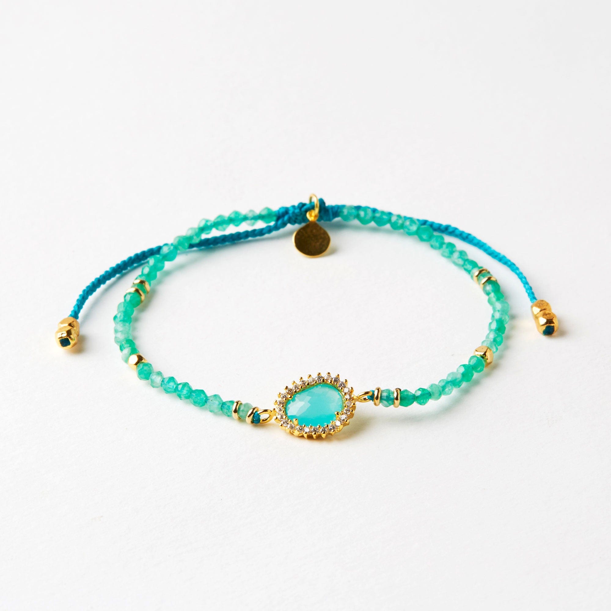 TAI JEWELRY Bracelet Mint Single Beaded Adjustable Bracelet With Large Stone Accent