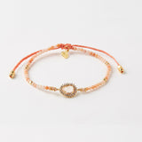 TAI JEWELRY Bracelet Peach Single Beaded Adjustable Bracelet With Large Stone Accent