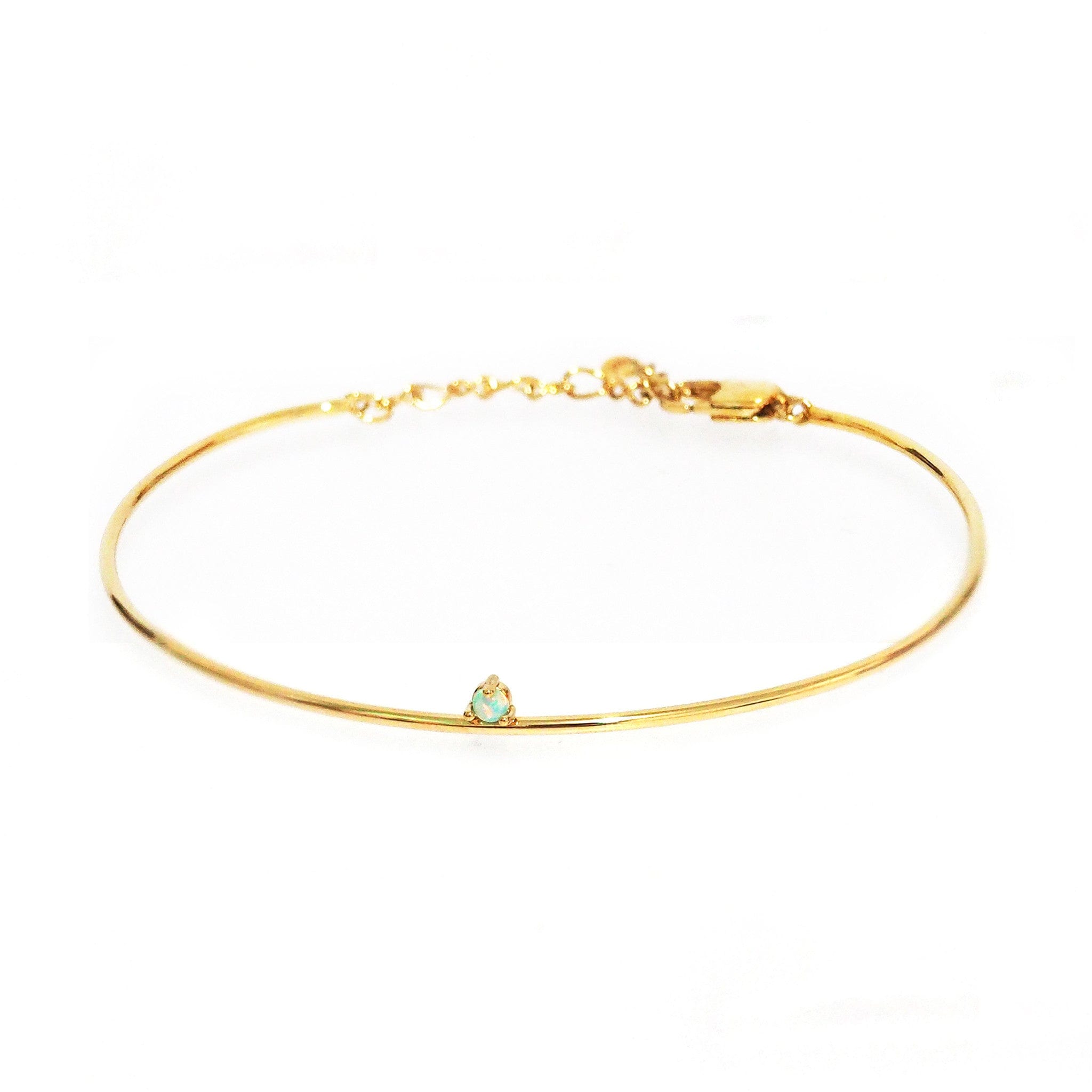 TAI JEWELRY Bracelet Gold/Opal Single Tiny Stone Bangle Bracelet With Chain Closure