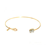 TAI JEWELRY Bracelet Triangle And Oval Stone Open Cuff