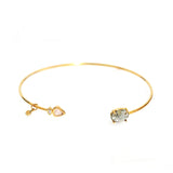 TAI JEWELRY Bracelet Triangle And Oval Stone Open Cuff