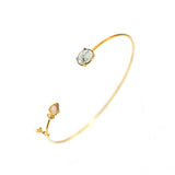 TAI JEWELRY Bracelet Triangle And Oval Stone Open Cuff
