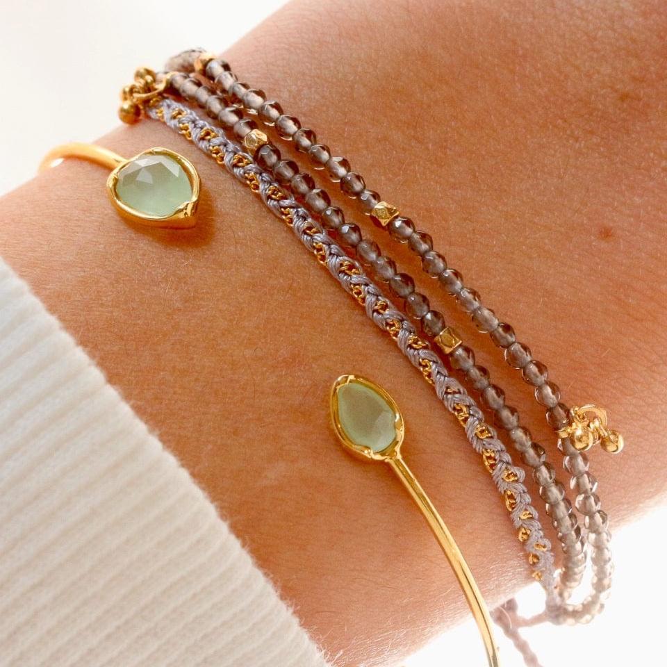 TAI JEWELRY Bracelet Triple Braided and Beaded Bracelet With Gold Accents