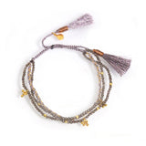 TAI JEWELRY Bracelet Triple Braided and Beaded Bracelet With Gold Accents