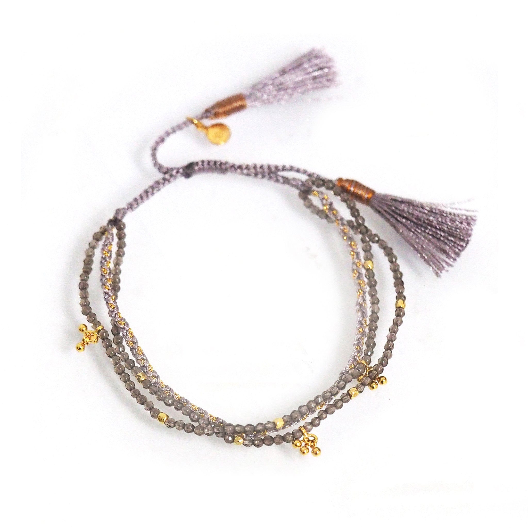 TAI JEWELRY Bracelet Triple Braided and Beaded Bracelet With Gold Accents