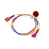 TAI JEWELRY | Tropical Beaded Double Strand Bracelet with Pom Pom Accents | Bracelet |
