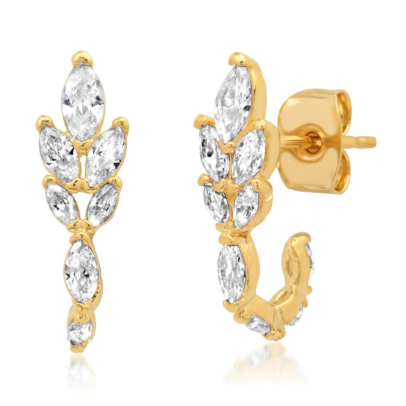 TAI JEWELRY Earrings Art Deco Leaf Huggies
