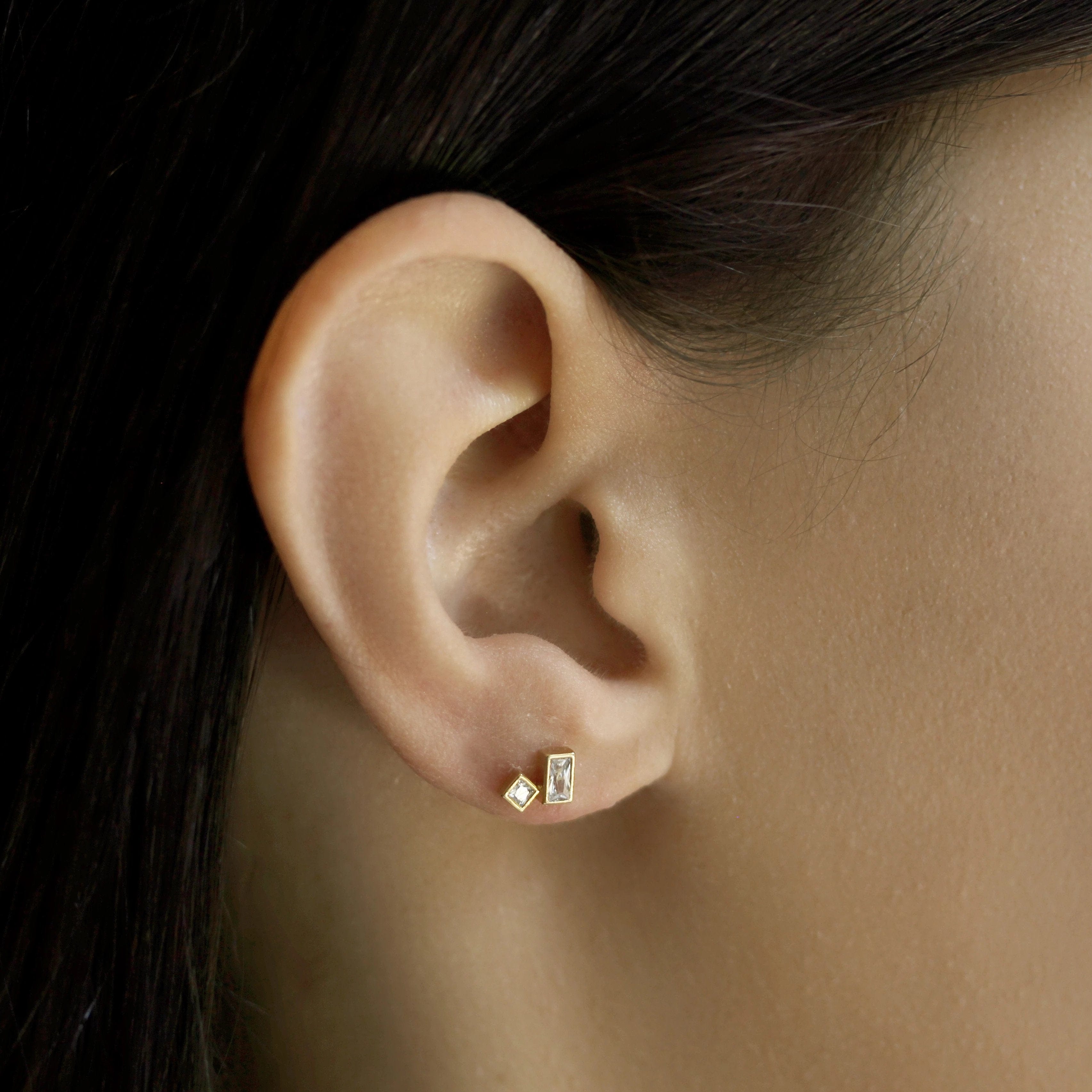 TAI JEWELRY Earrings Baguette And Cz Post Earrings