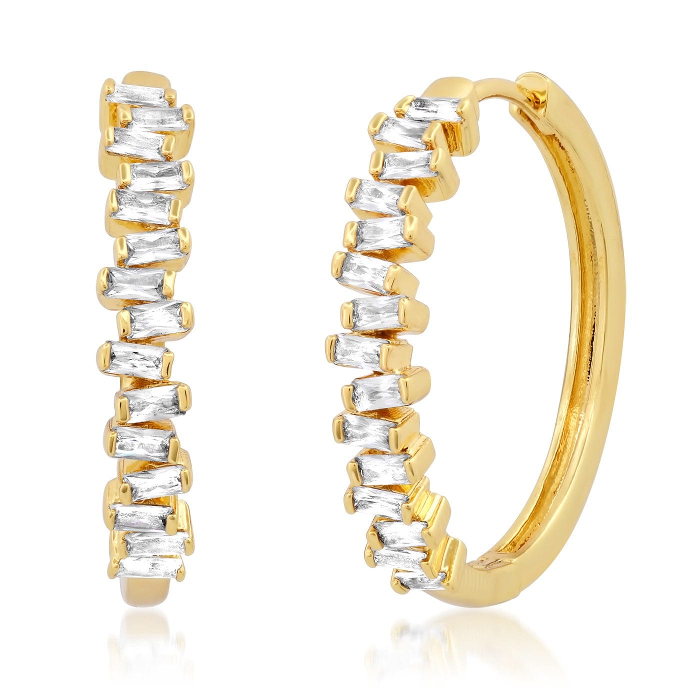 TAI JEWELRY Earrings Baguette CZ Hoops