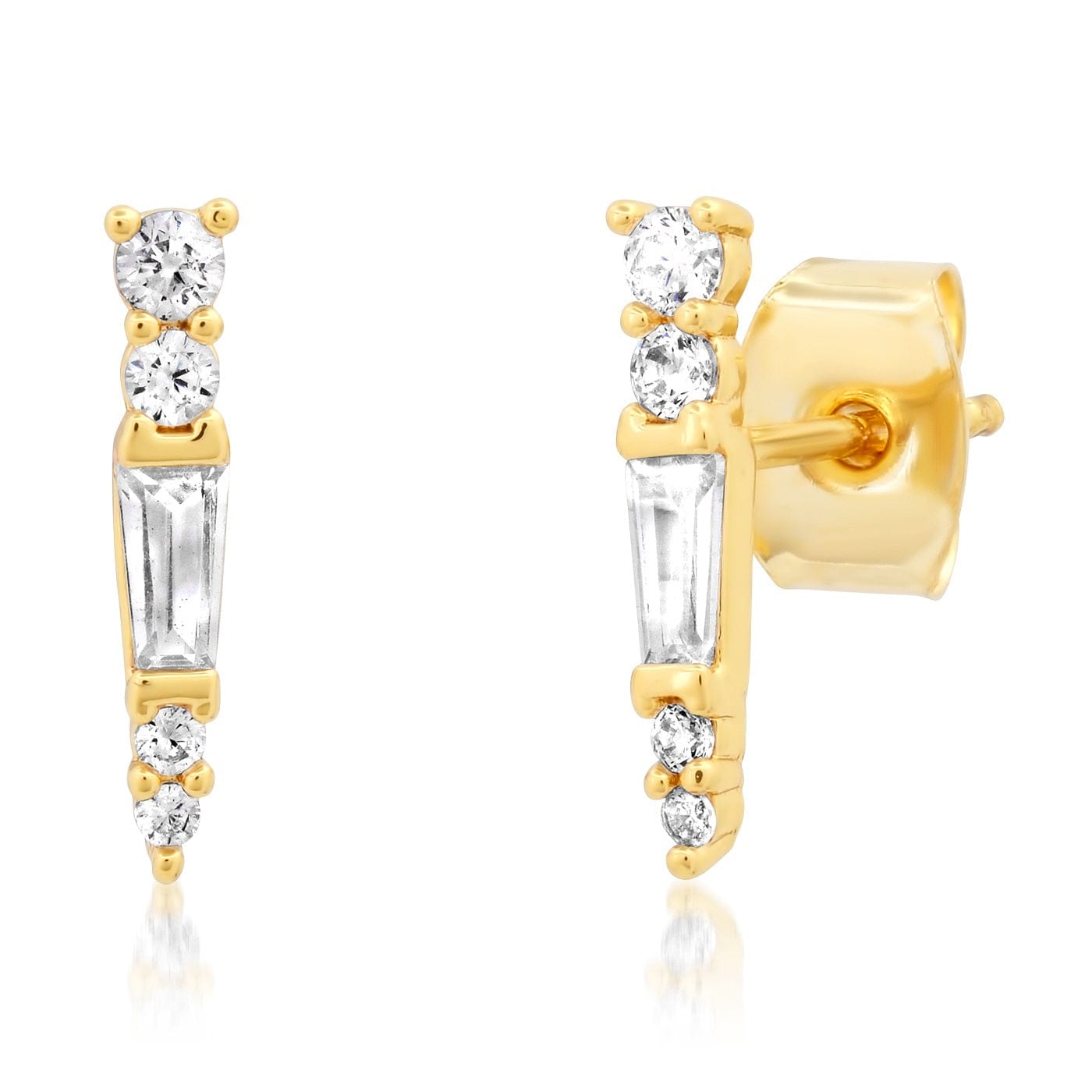 TAI JEWELRY | Baguette & Round CZ Spike Studs | Earrings |