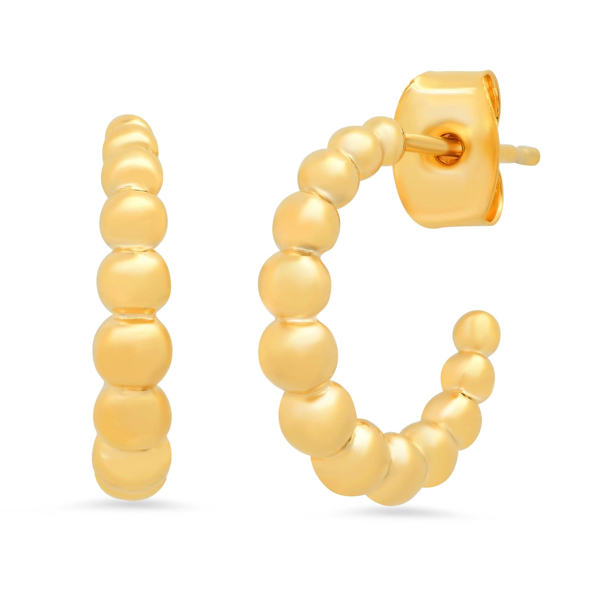 TAI JEWELRY Earrings Bali Graduated Gold Beaded Huggies