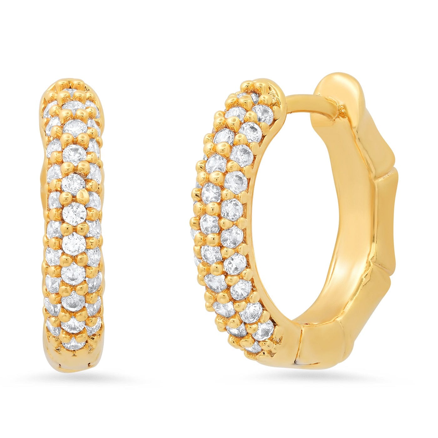 TAI JEWELRY | Bamboo Pavé Reversible Huggies | Earrings |