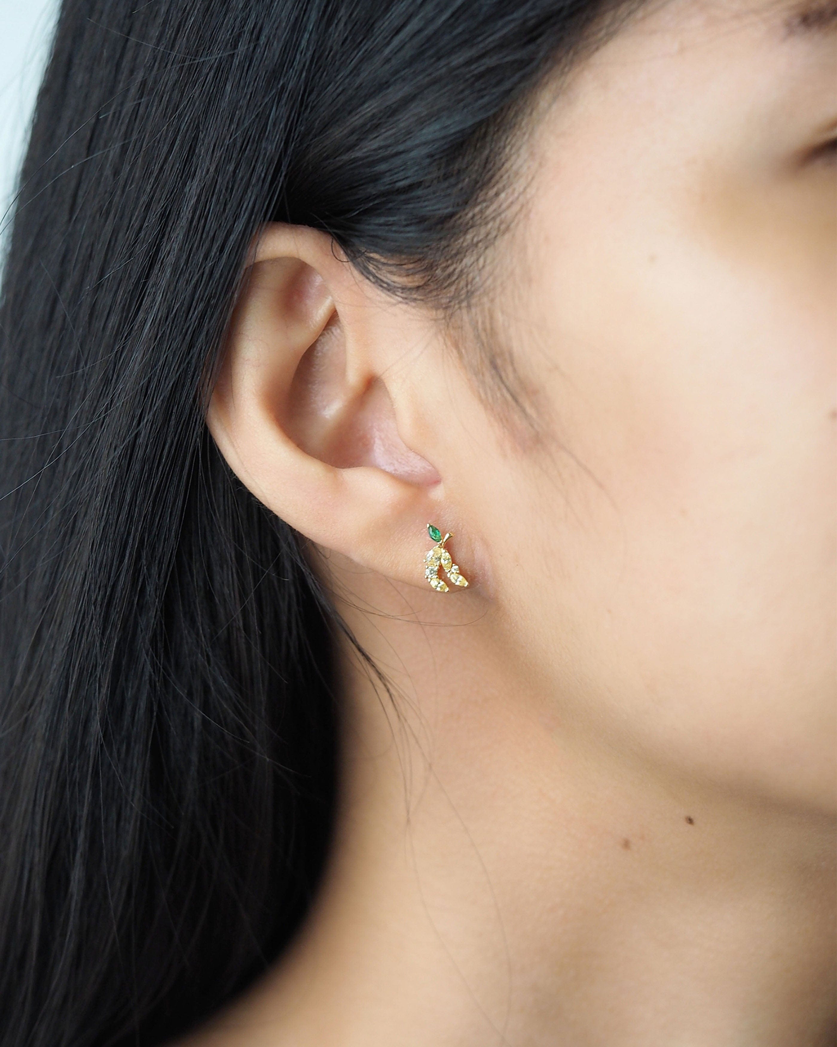 TAI JEWELRY Earrings Banana CZ Studs