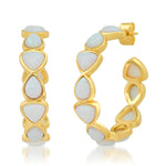 TAI JEWELRY Earrings Bezel Set Opal Hoops