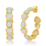 TAI JEWELRY Earrings Bezel Set Opal Hoops
