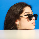 TAI JEWELRY | Bezel Set Turquoise Hoops | Earrings |