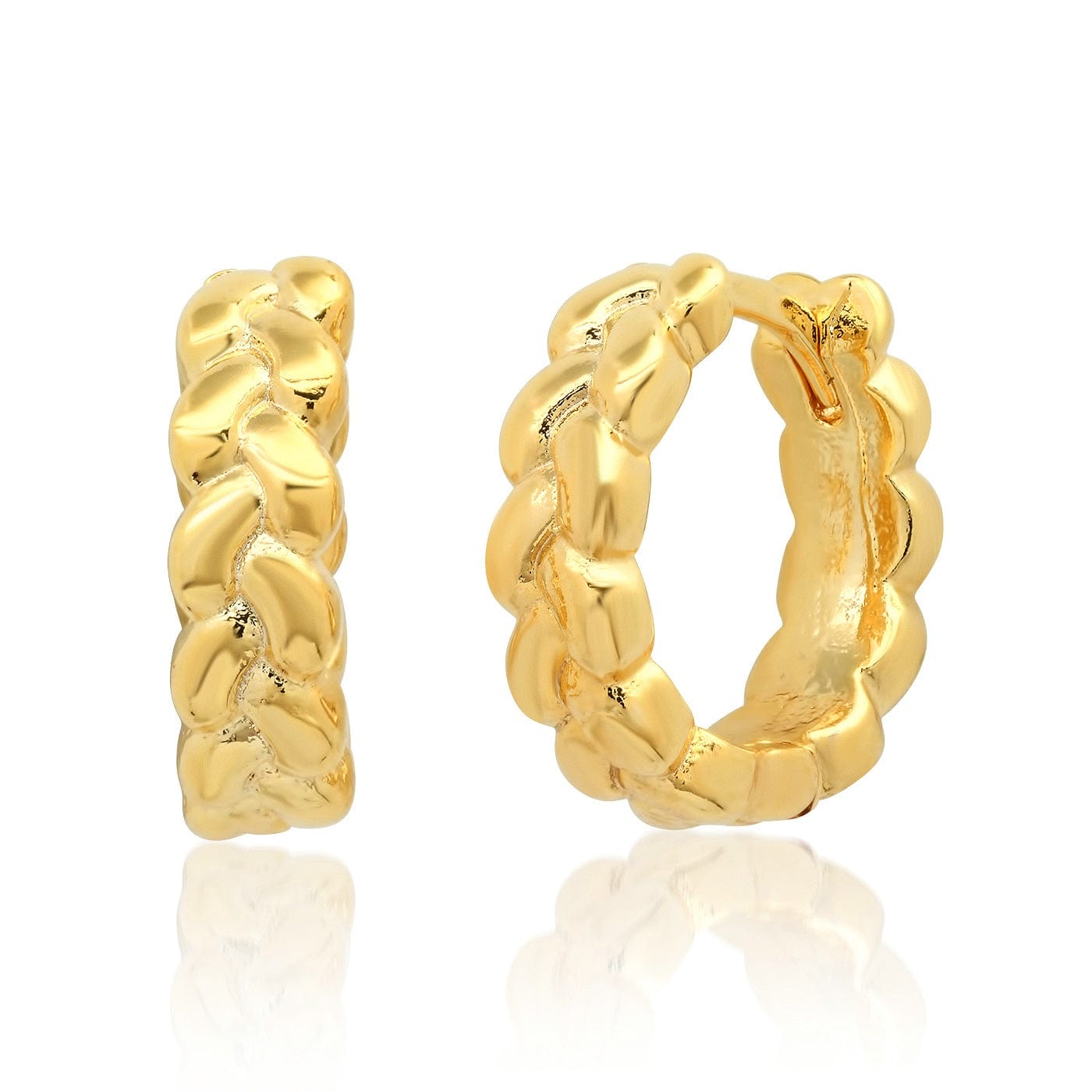 TAI JEWELRY | Braided Gold Huggies | Earrings |