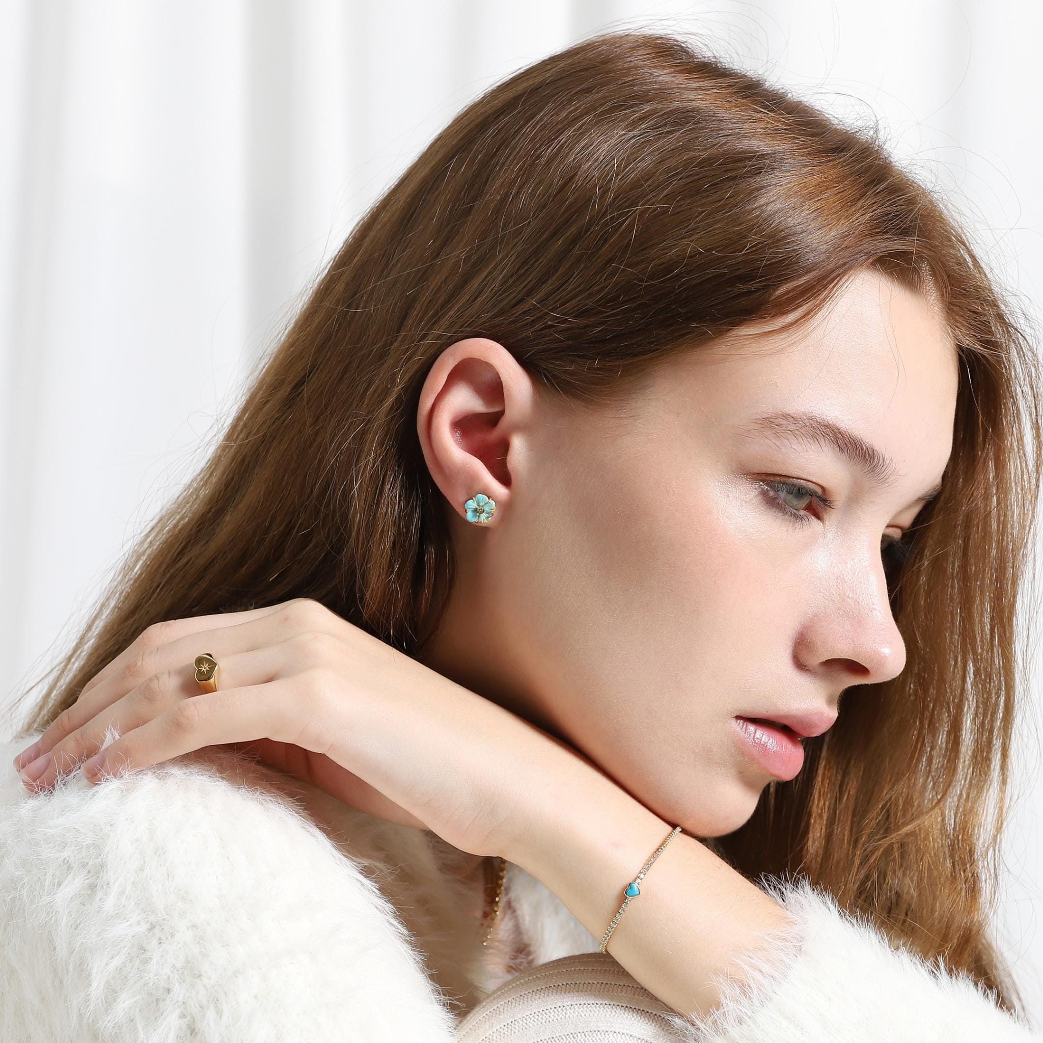 TAI JEWELRY | Hand-Carved Flower Stud Earrings | Earrings |