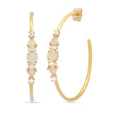 TAI JEWELRY | Cat's Eye And Cz Cluster Hoops | Earrings |