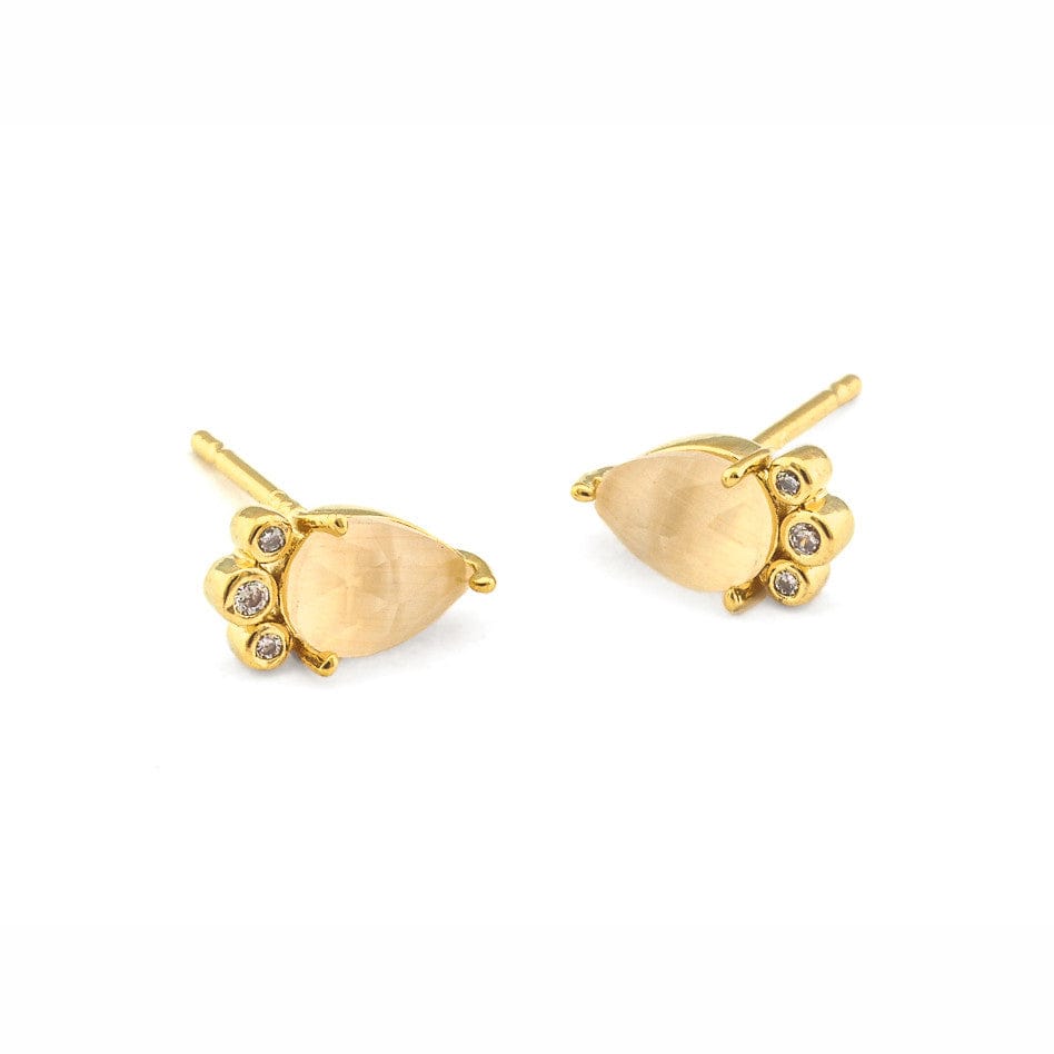 TAI JEWELRY | Cat's Eye And Cz Tear Shaped Post | Earrings |