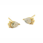 TAI JEWELRY | Cat's Eye And Cz Tear Shaped Post | Earrings |