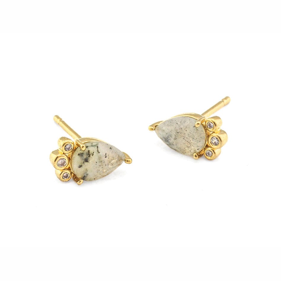 TAI JEWELRY | Cat's Eye And Cz Tear Shaped Post | Earrings |