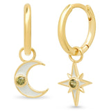 TAI JEWELRY | Celestial Mismatched Charm Dangle Hoops | Earrings |